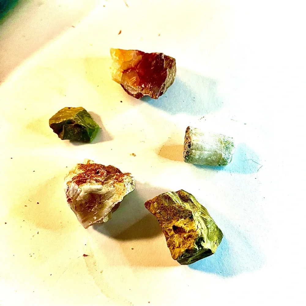 New Petrified Wood Agate Olive Opal Free Form Specimen Chunk 5 Piece 44.9g